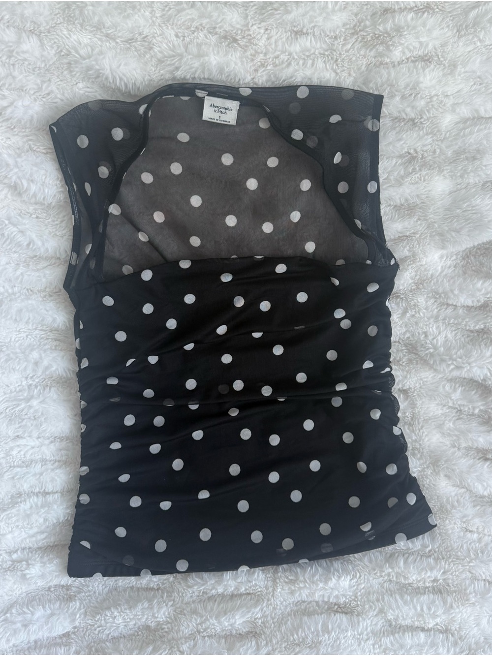 Abercrombie & Fitch Black Polka Dot Mesh Camisole